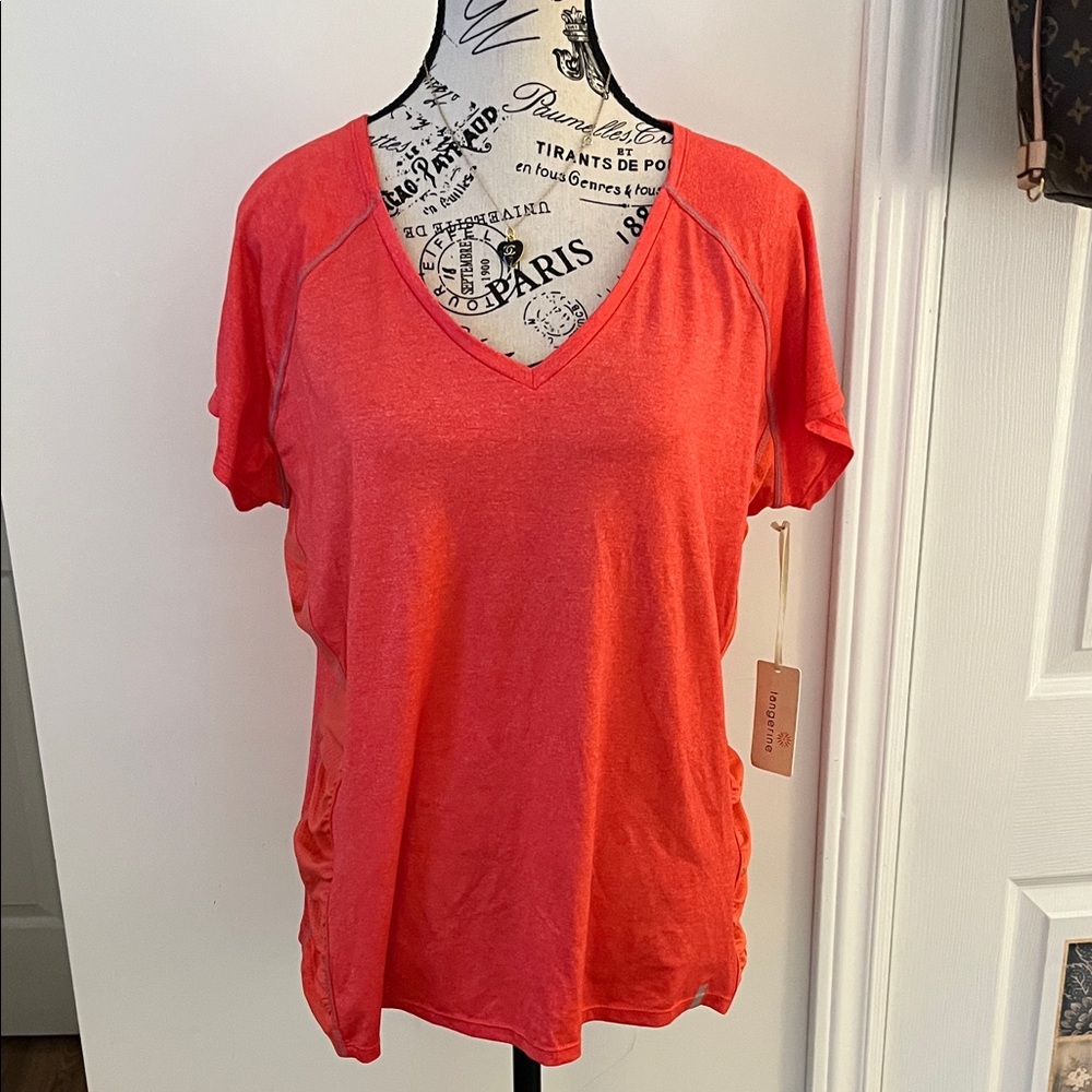 💗Tangerine Bright V-Neck Tee